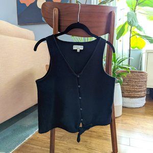 Madewell Texture & Thread sleeveless tie-front cotton top with buttons